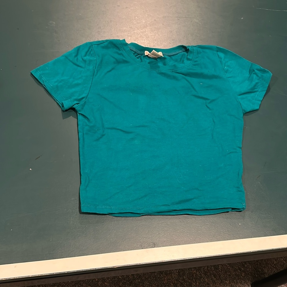Turquoise cropped tee